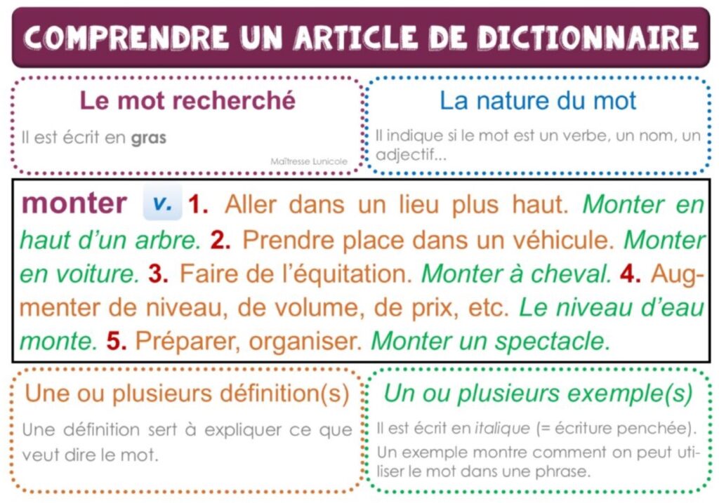 Comprendre un article de dictionnaire