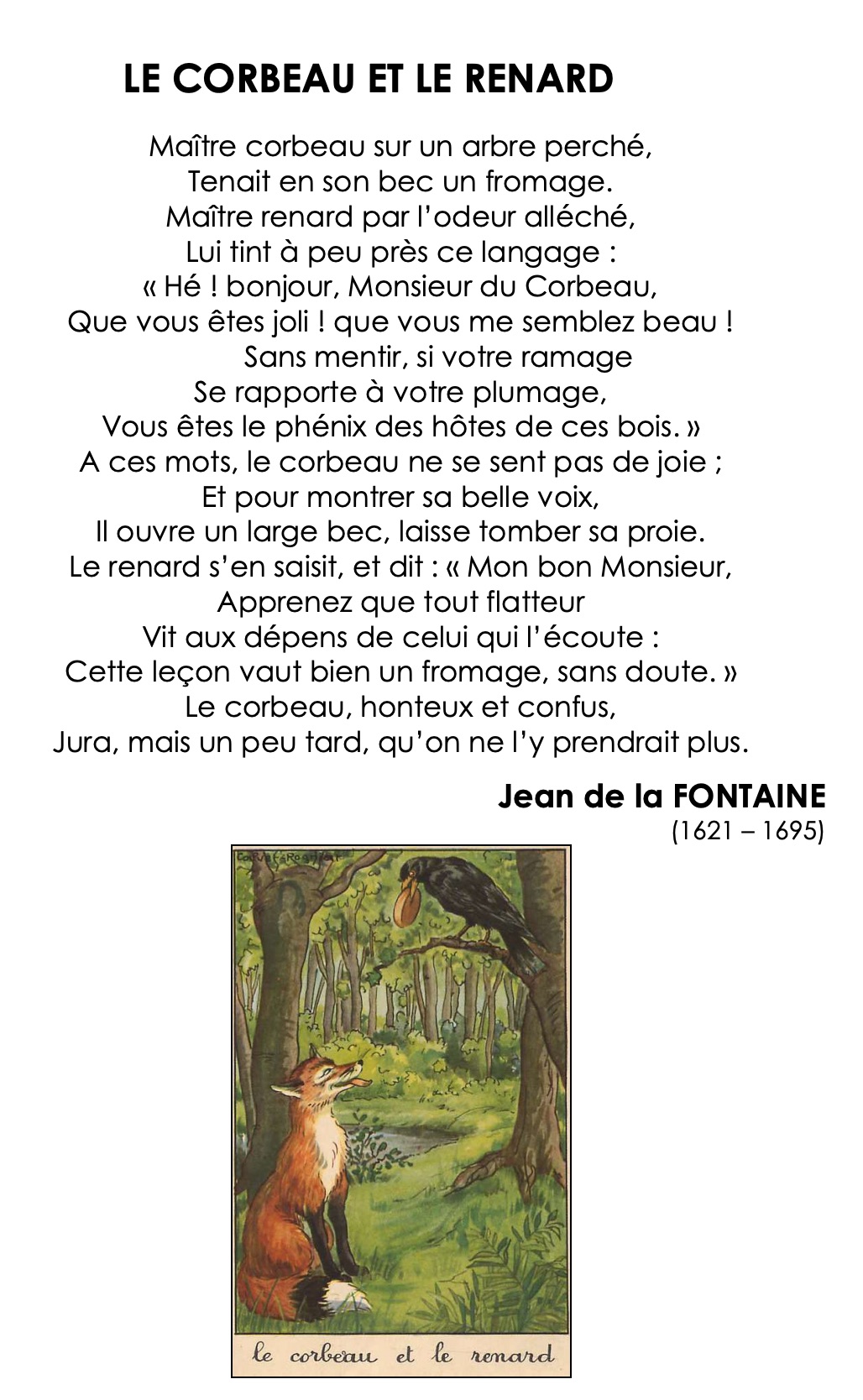 Lire la suite à propos de l’article F6 Les fables : Le Corbeau et le Renard (1)