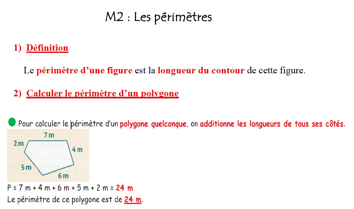 You are currently viewing Leçon Mesure M2 : Les périmètres