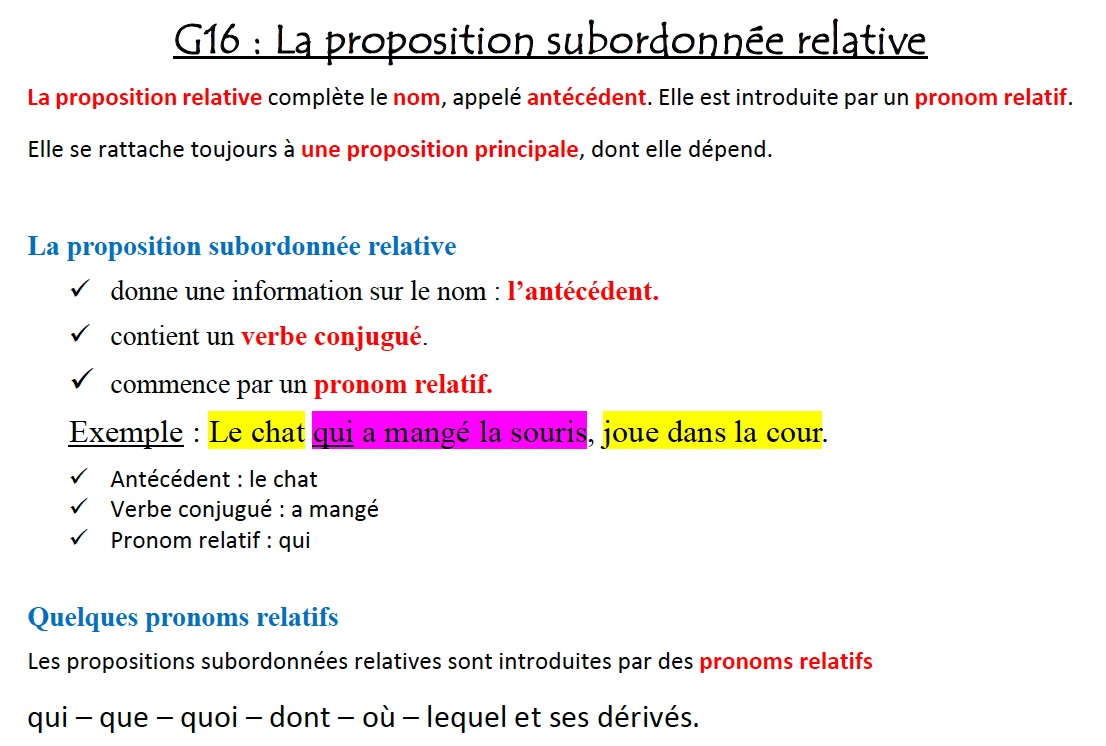 You are currently viewing Leçon Grammaire G16 : Les propositions relatives