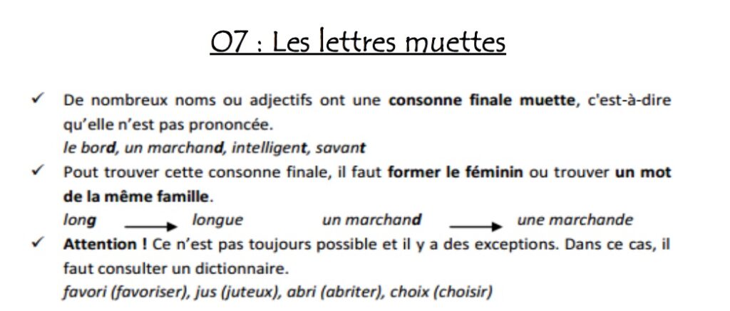 Les lettres muettes