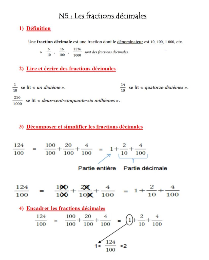 Les fractions décimales