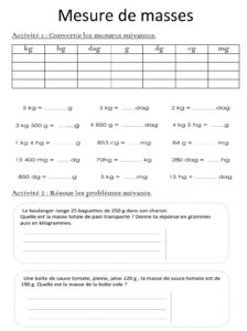 Lire la suite à propos de l’article M8 Les masses : Conversions (Série 4)