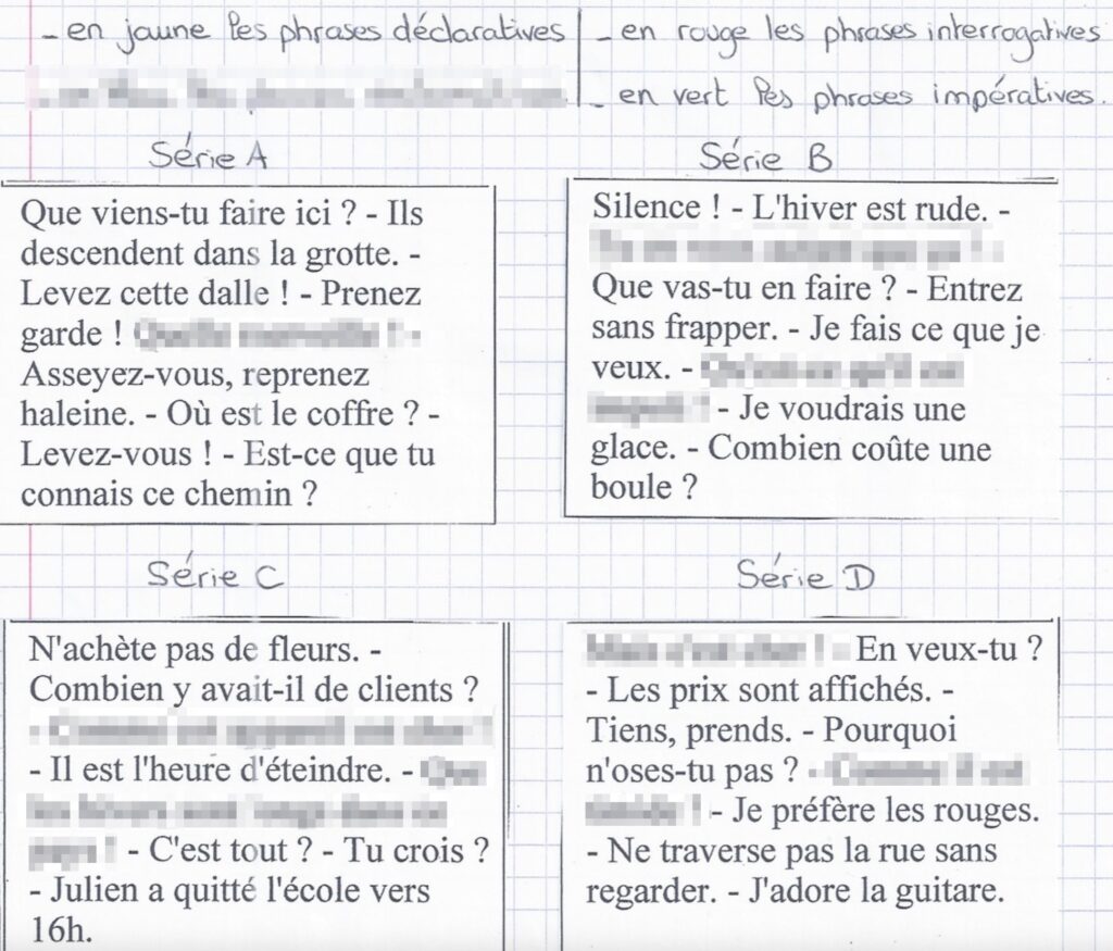 Exercices sur les types de phrases