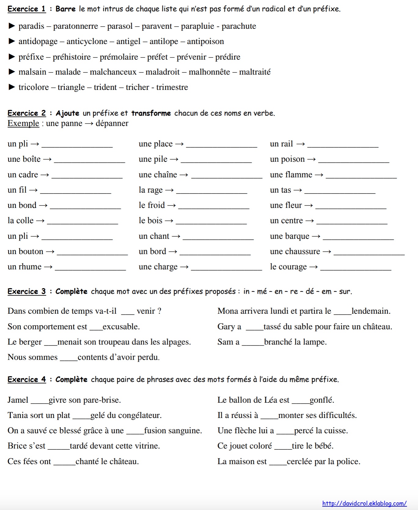 You are currently viewing V4 Les préfixes : exercices Série 3 (Classe de Crol)