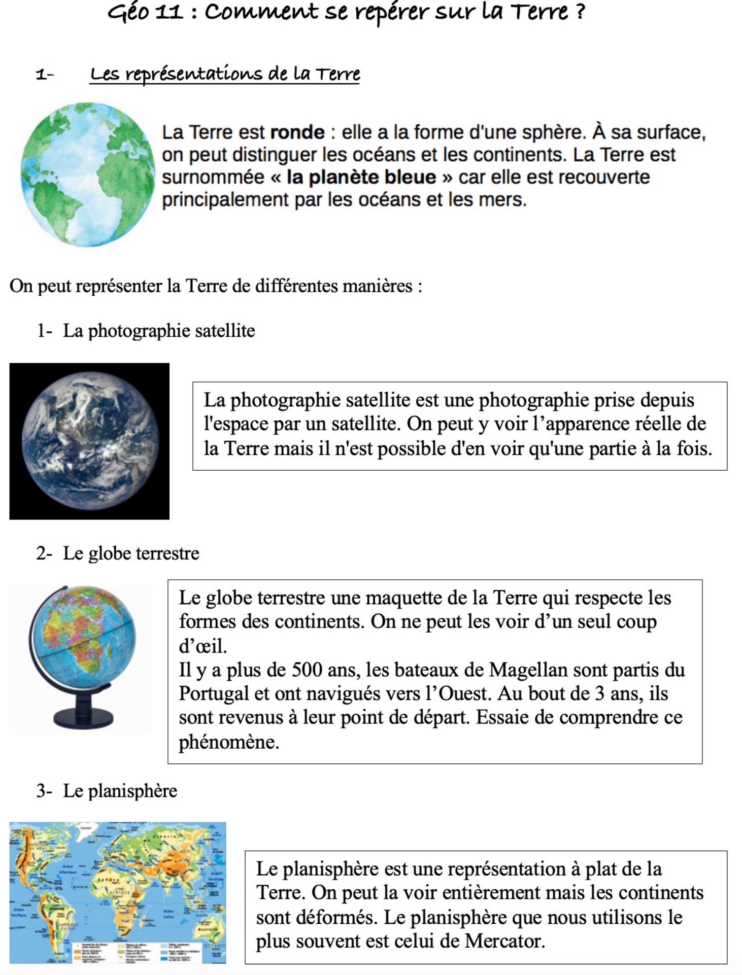 Lire la suite à propos de l’article Géo 11 Leçon CM2 : Se repérer sur la Terre