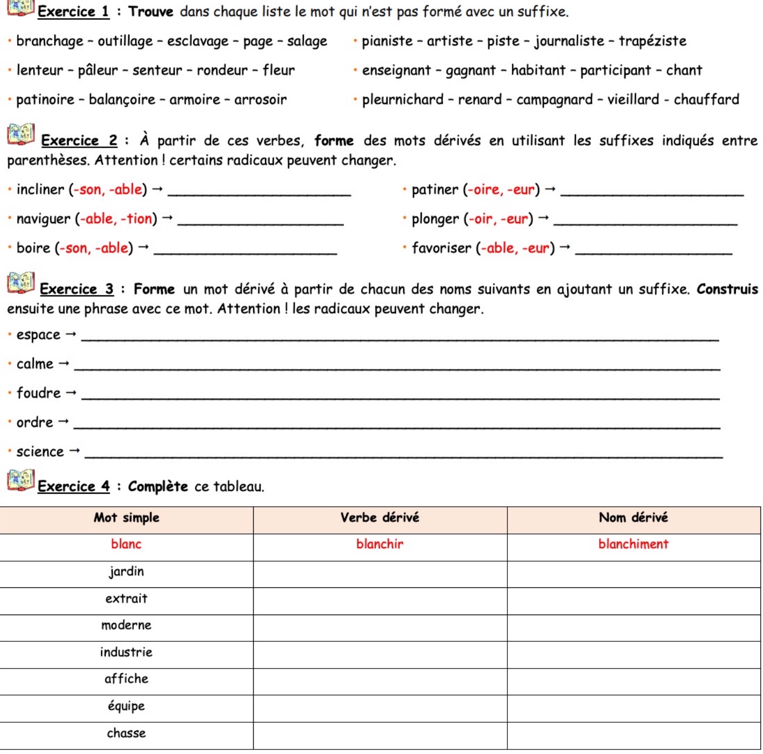You are currently viewing V5 Les suffixes, exercices Série 1 (Classe de Crol)
