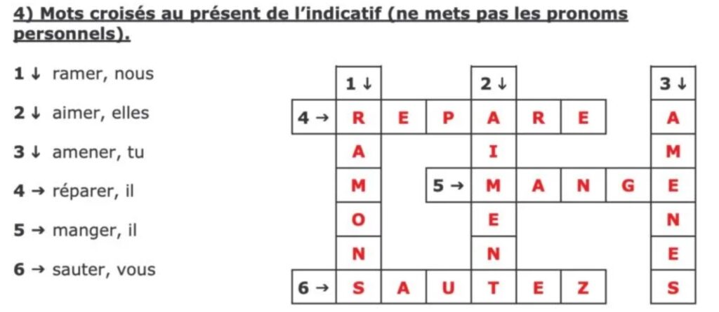 Présent des verbes en "er"