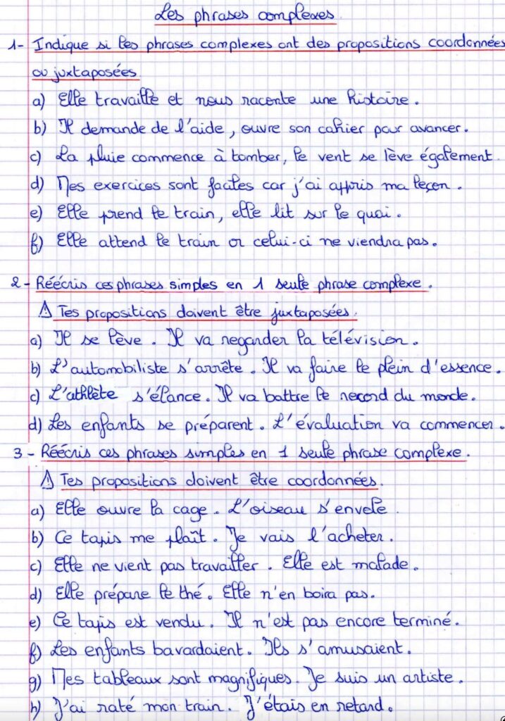 les phrases complexes CM2