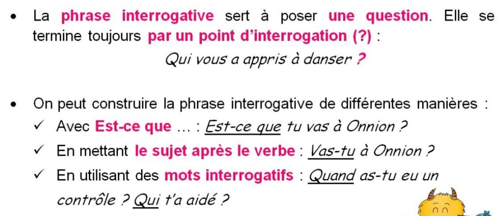 récapitulatif sur les phrases interrogatives