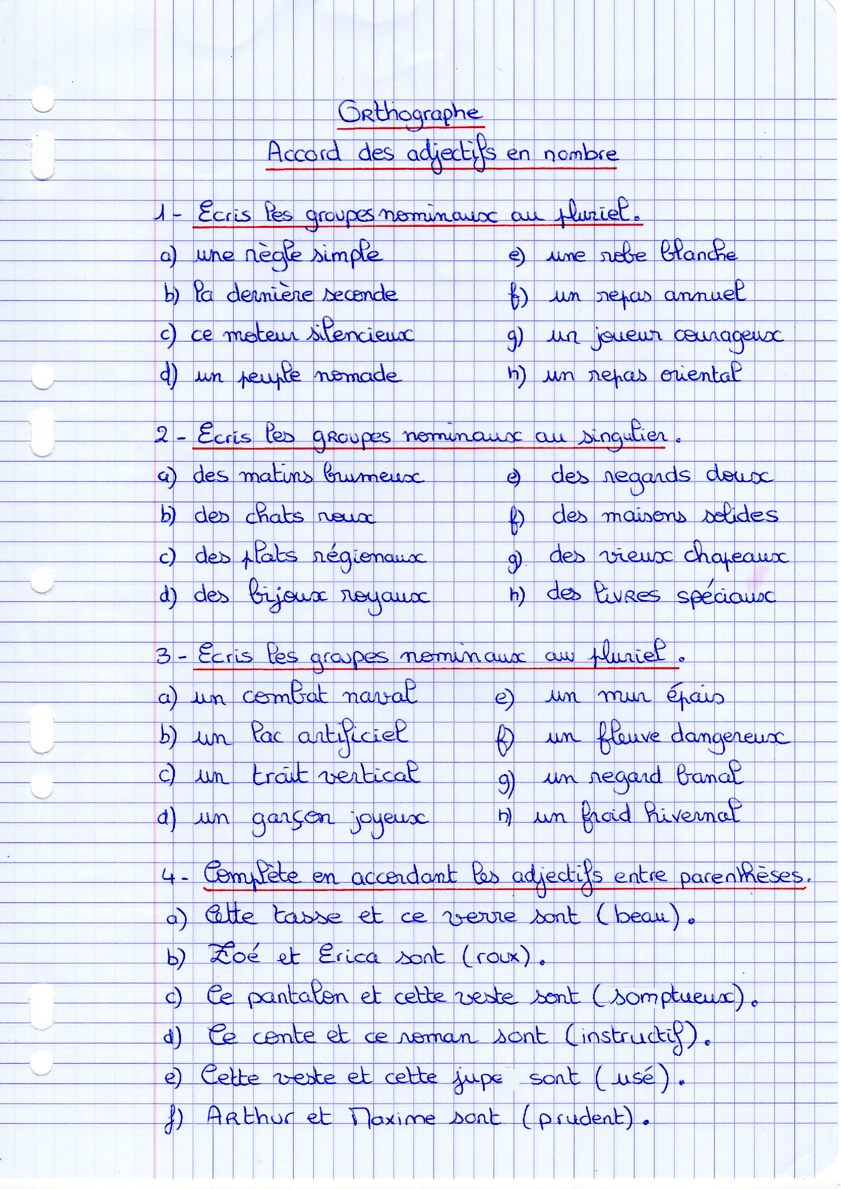 You are currently viewing O14 L’accord des adjectifs en nombre : exercices Série 2