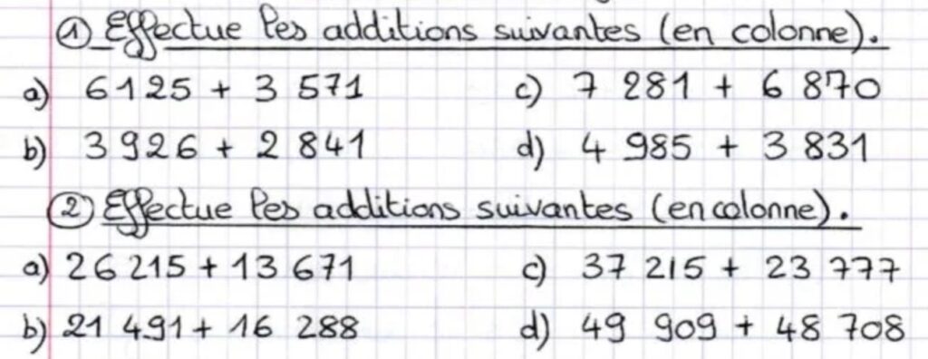Calculs et problèmes additifs