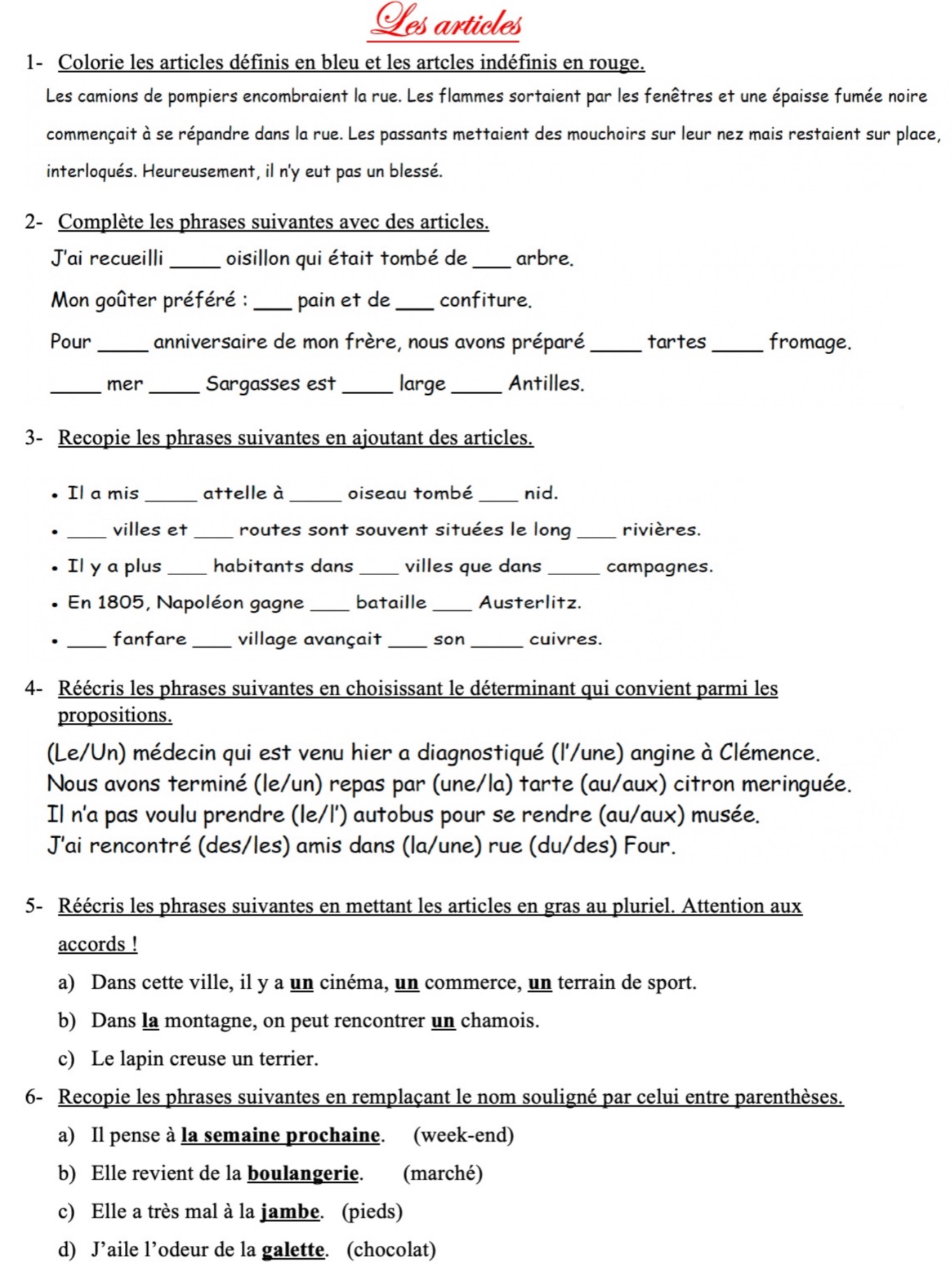 Lire la suite à propos de l’article G13 : Les articles, exercices Série 3