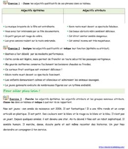 Lire la suite à propos de l’article G14 La fonction des adjectifs : exercices Série 3 (Classe de Crol)