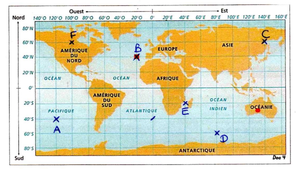 Lire la suite à propos de l’article Géo 11 Se repérer sur Terre : exercices sur les coordonnées (1)