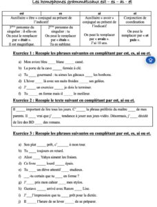 Lire la suite à propos de l’article HG2 Les homophones grammaticaux est-es-et-ai : Série 1