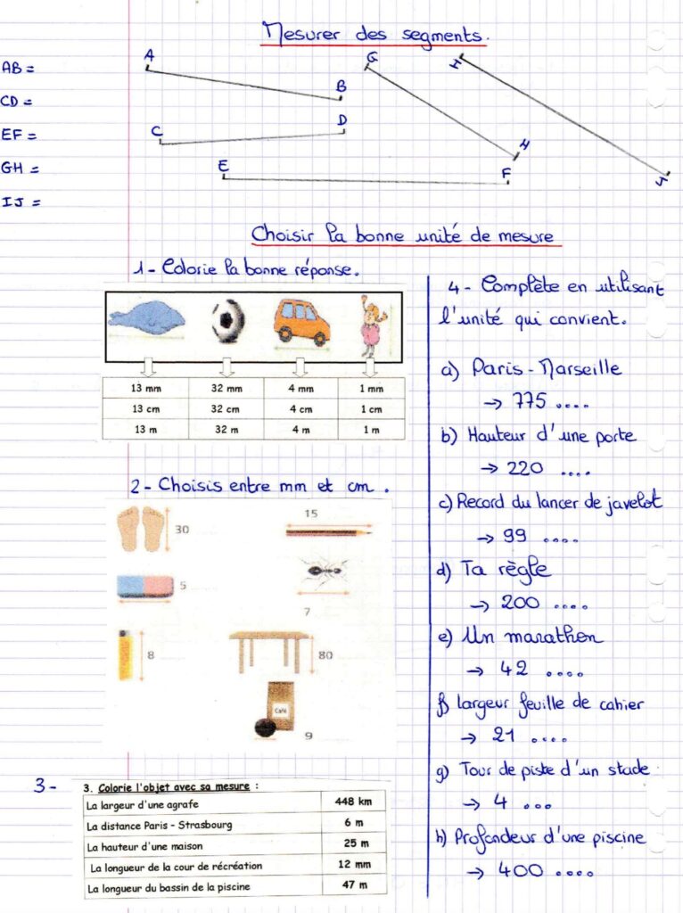 exercices sur les longueurs