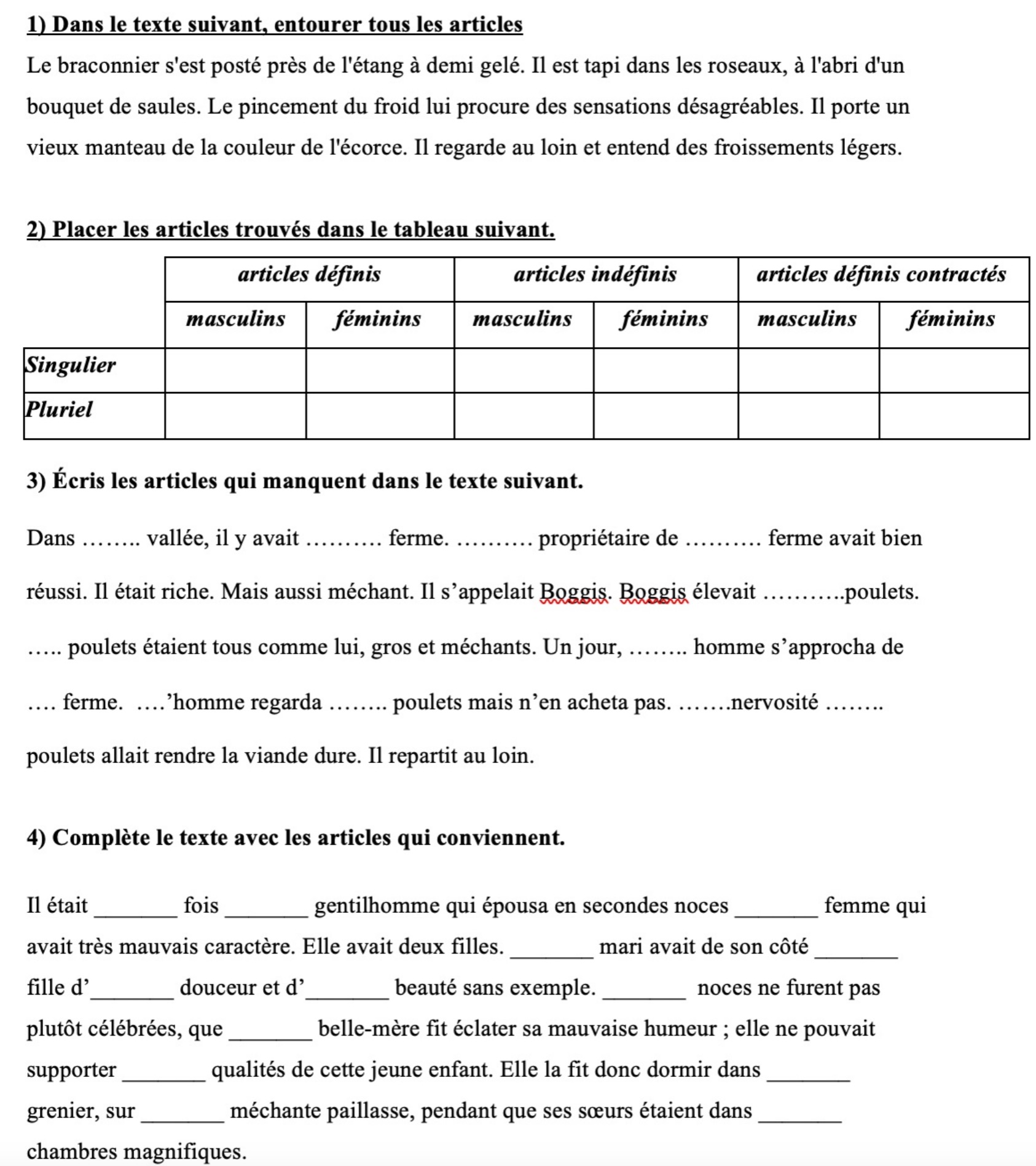 Lire la suite à propos de l’article G13 : Les articles, exercices Série 5