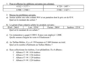 Lire la suite à propos de l’article CP2 Calculs et problèmes additifs Série 3