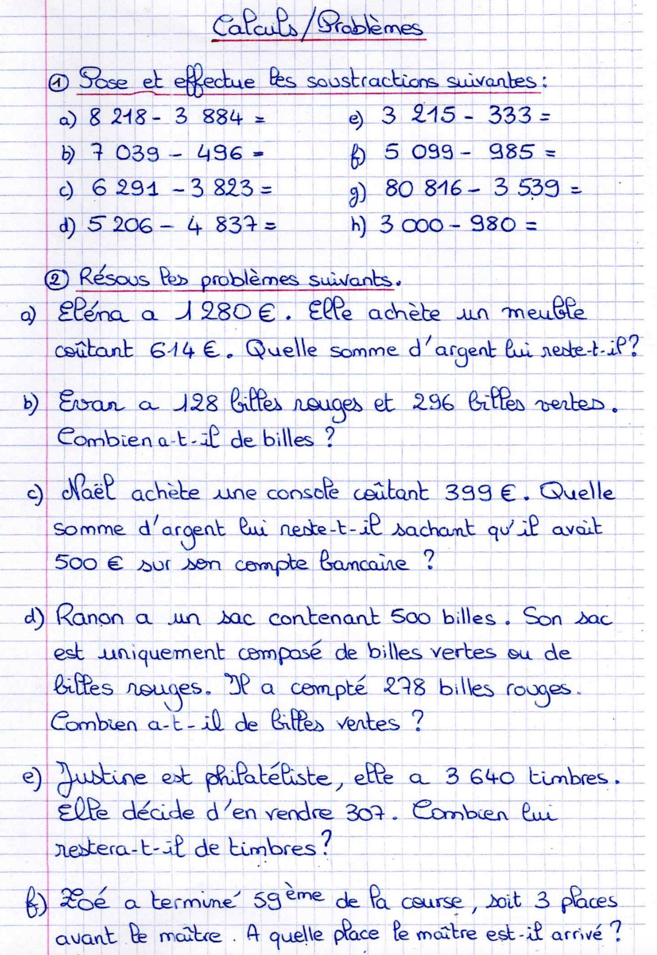 You are currently viewing CP3 Calculs et problèmes soustractifs Série 4