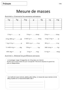 Lire la suite à propos de l’article M8 Les masses : conversions et résolution de problèmes (2)