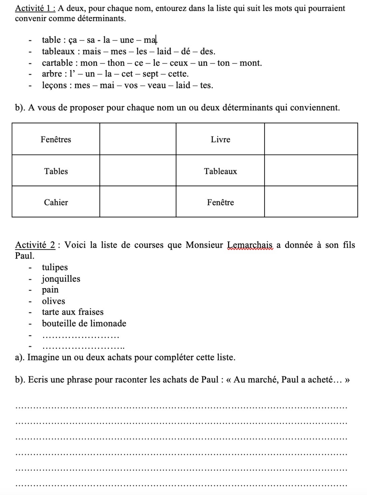 Lire la suite à propos de l’article G13 : Les articles, exercices Série 2