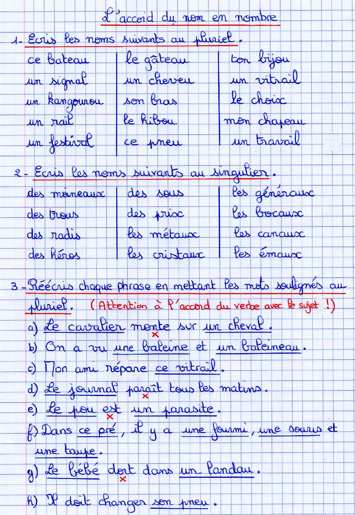 You are currently viewing O12-O13 : Le pluriel des noms, exercices Série 3