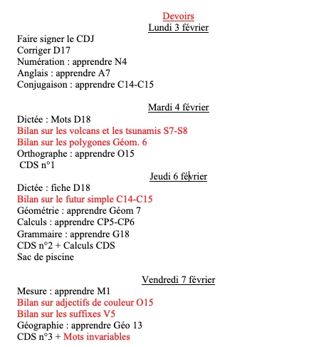 You are currently viewing Devoirs du 3 au 7 février 2025