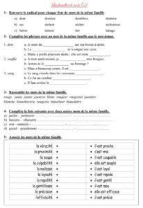 Lire la suite à propos de l’article V3 Les familles de mots : exercices Série 1