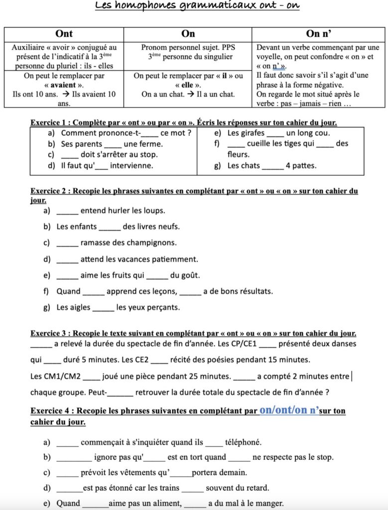 homophones grammaticaux ont-on