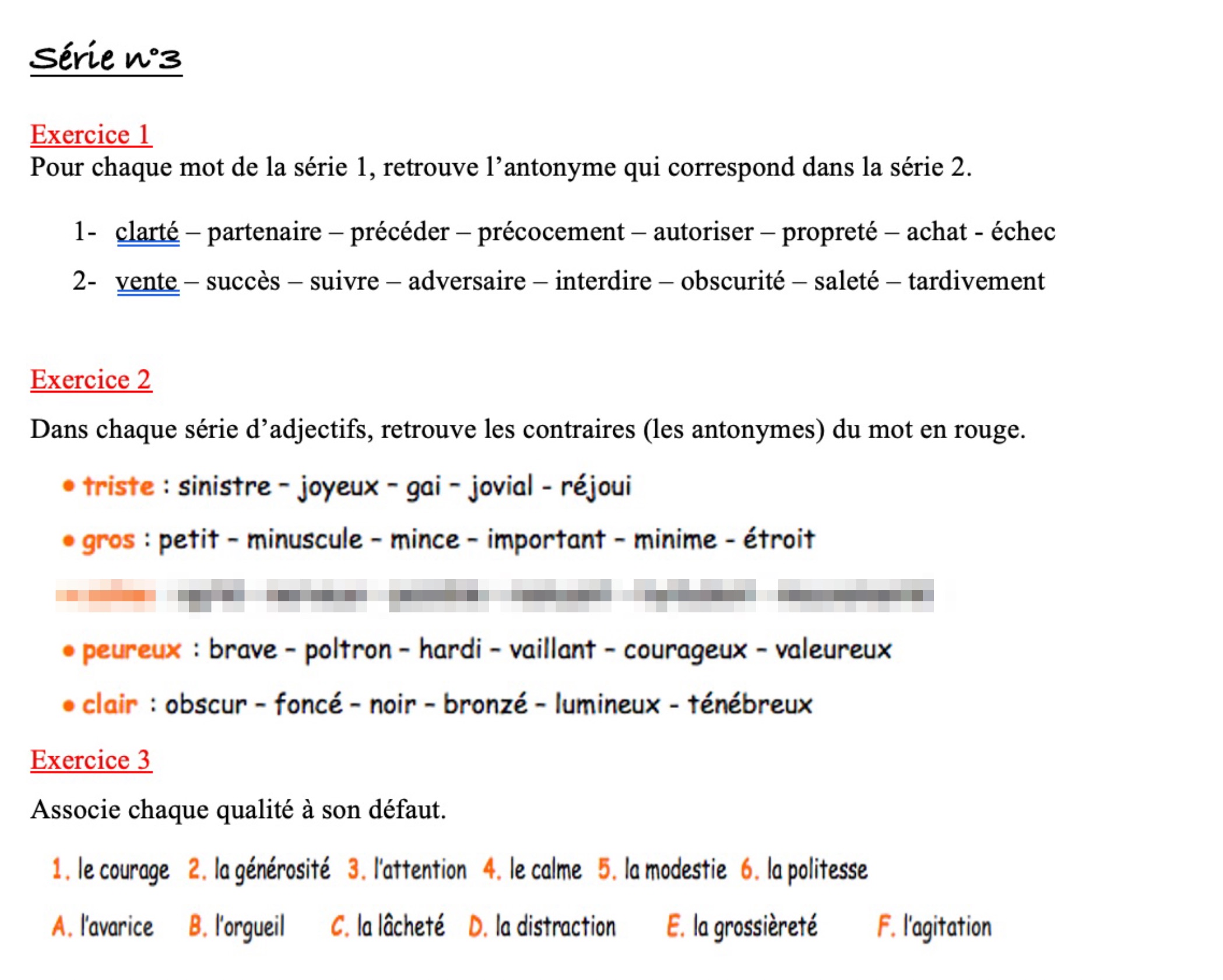 Lire la suite à propos de l’article V10 Les antonymes : exercices Série 3 (M Bonelli) + correction