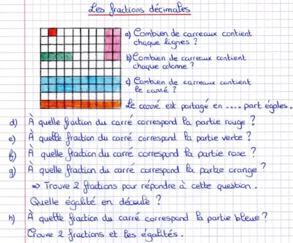 les fractions décimales