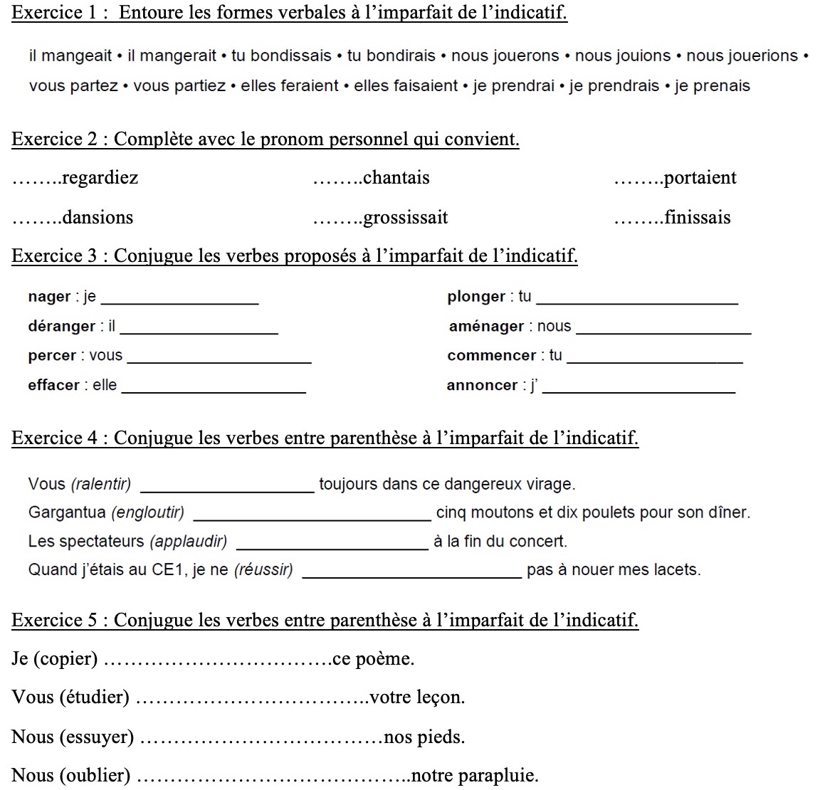 You are currently viewing C8/C9 L’imparfait de l’indicatif : exercices Série 1 (M Bonelli) + vidéo (La Classe Plus)