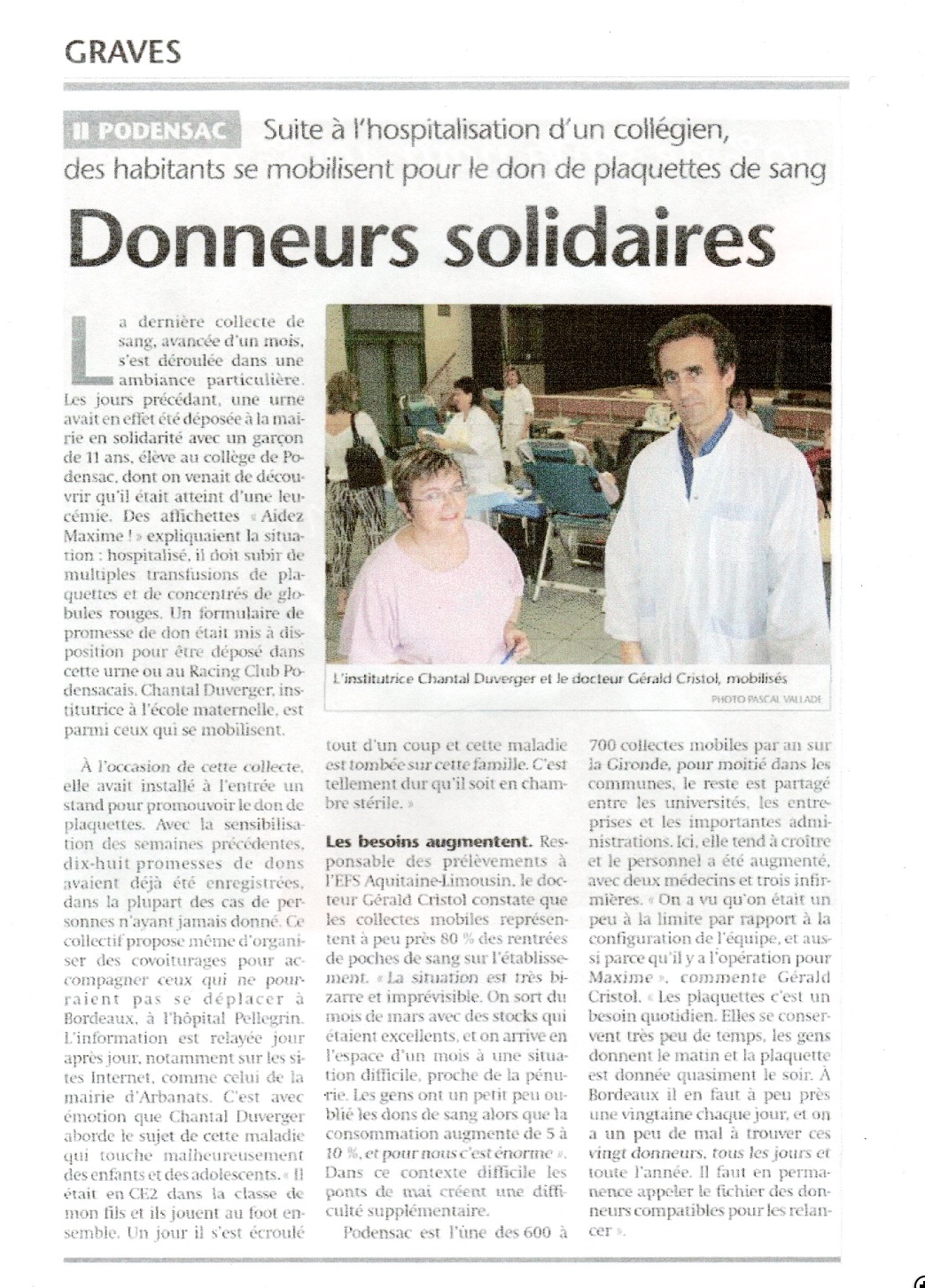 Lire la suite à propos de l’article S16 La circulation sanguine : donneurs solidaires (article de journal)