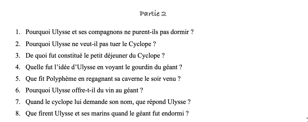 You are currently viewing MYTH 9 : Les aventures d’Ulysse – Ulysse et le cyclope Polyphème (2) – Questions + correction