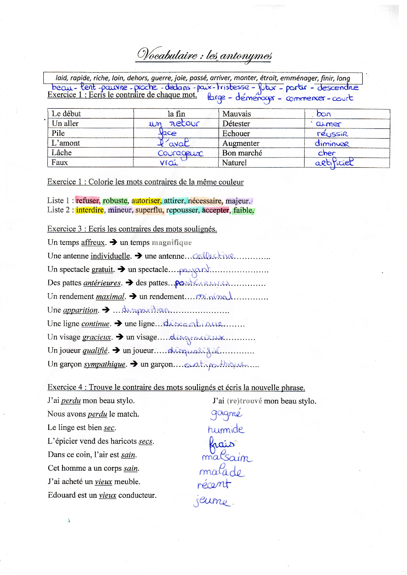 Lire la suite à propos de l’article V10 Les antonymes : exercices Série 1 correction (M Bonelli)