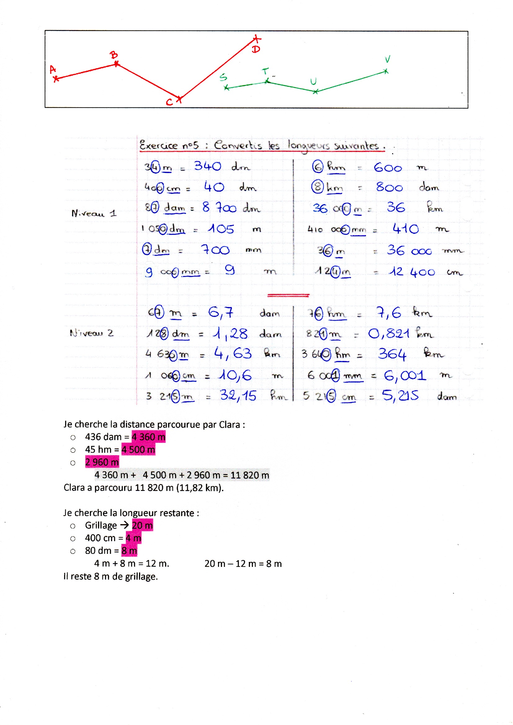 Lire la suite à propos de l’article M1 Les longueurs : tracer des segments – convertir des unités – résoudre des problèmes correction (M Bonelli)