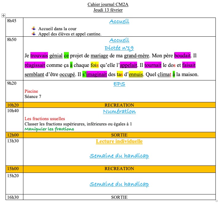 Lire la suite à propos de l’article Cahier journal du jeudi 13 février 2025