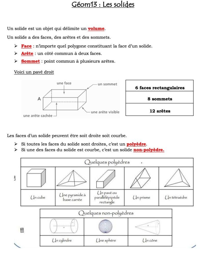 Leçon sur les solides