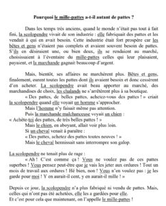 Lire la suite à propos de l’article CDO6 Contes des origines : Pourquoi le mille-pattes a-t-il autant de pattes? (travail sur les substituts)