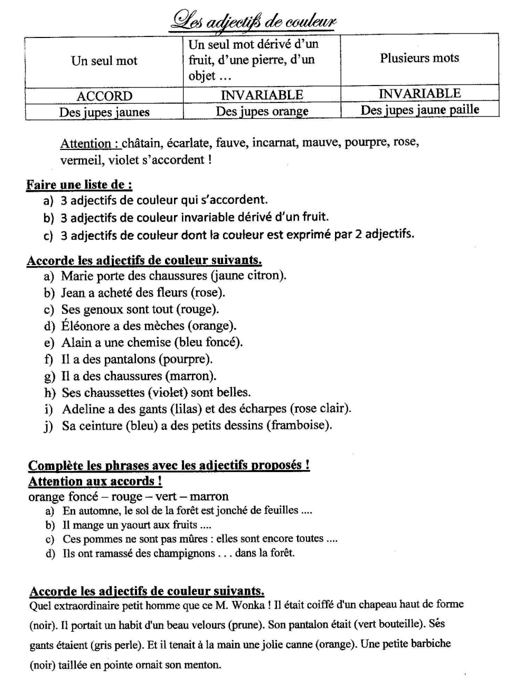 You are currently viewing O15 Les adjectifs de couleur : Exercices Série 2
