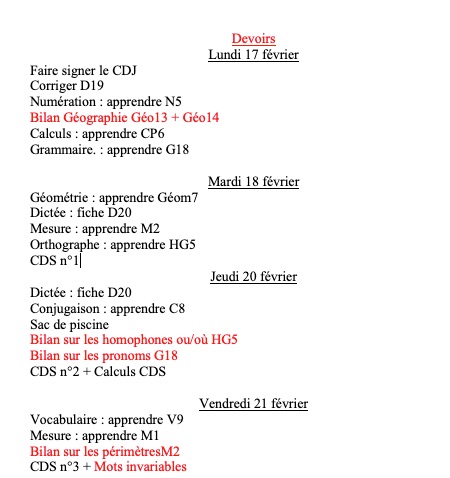 You are currently viewing Devoirs du 17 au 21 février 2025