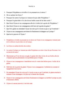 Lire la suite à propos de l’article MYTH 9 : Les aventures d’Ulysse – Ulysse et le cyclope Polyphème (3) – Questions + correction