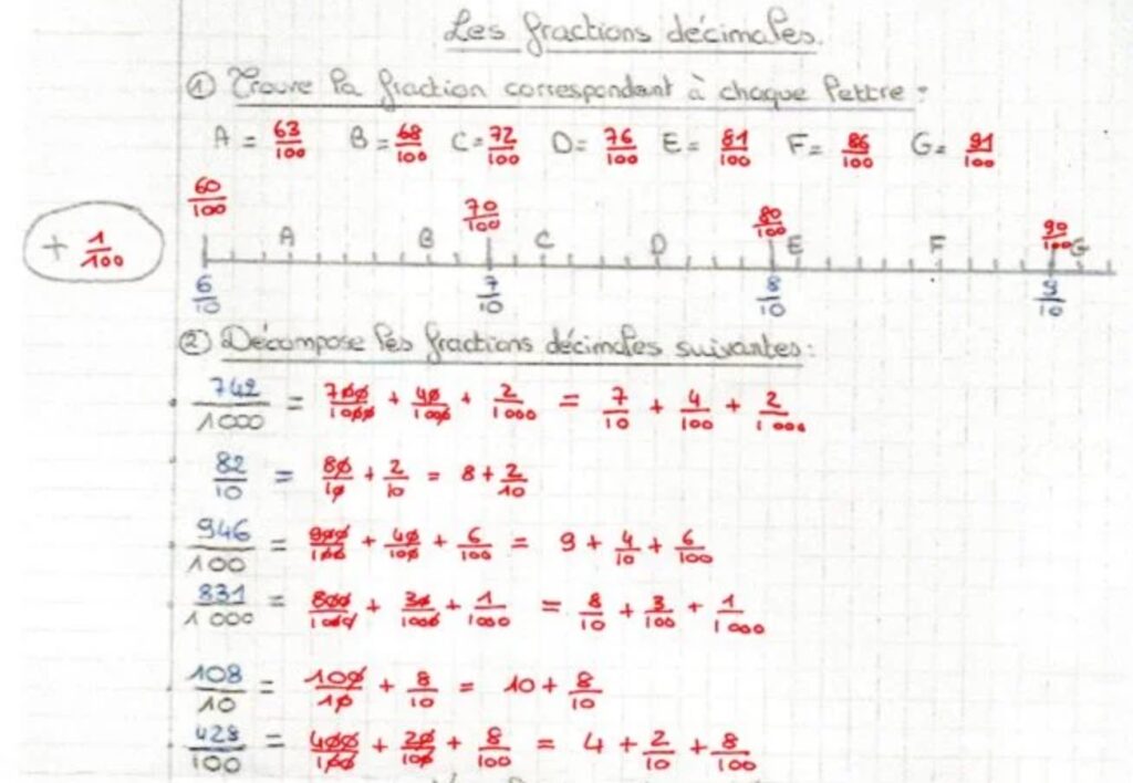 les fractions décimales