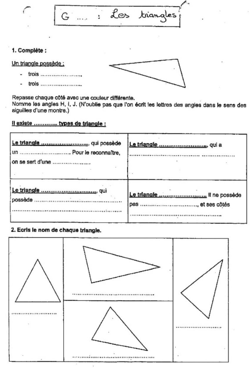 You are currently viewing Géom 9 Les triangles : approche fiche vierge