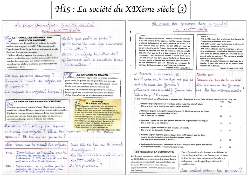 documents su la place des femmes et des enfants dans la société au XIXème siècle