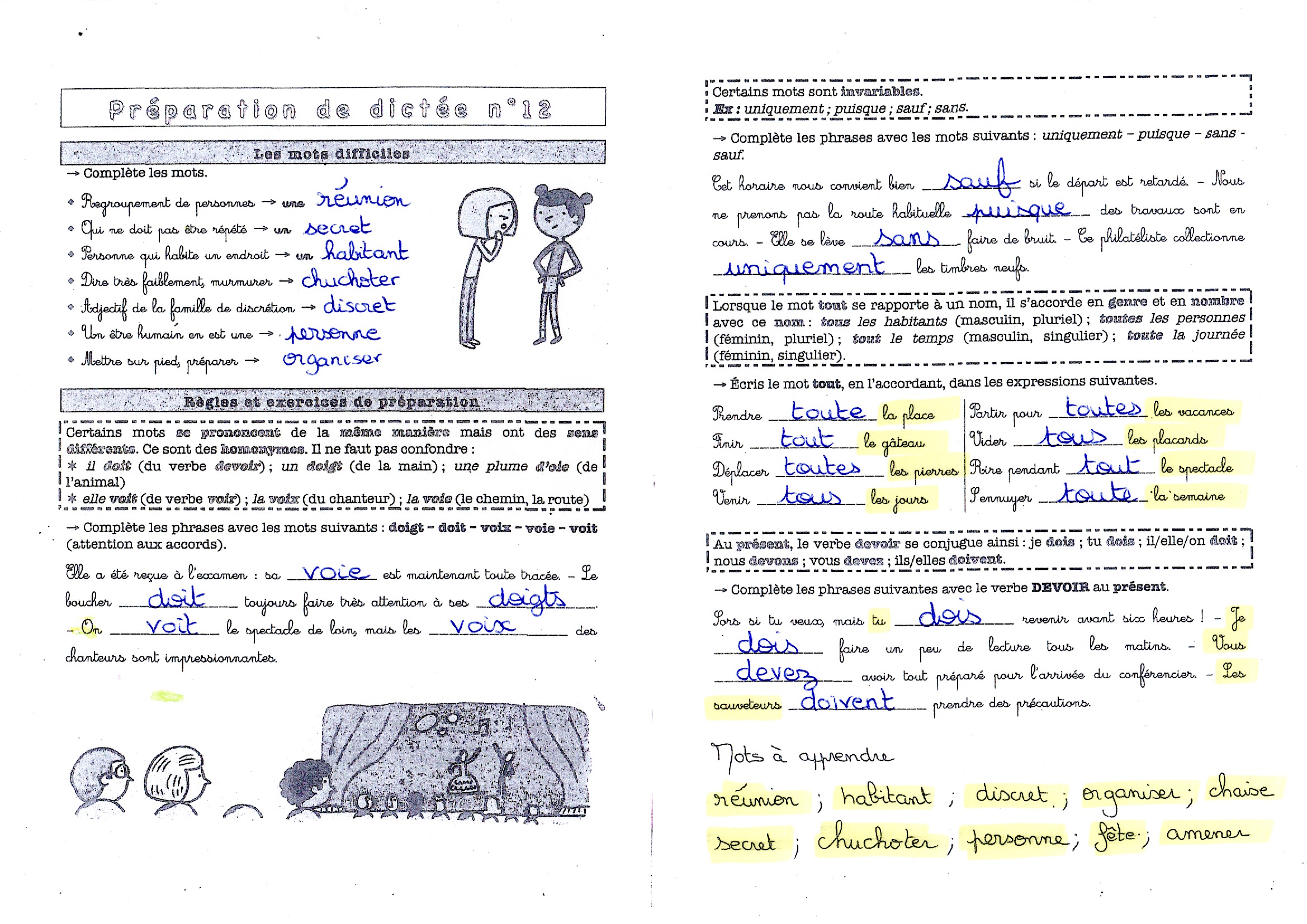 Lire la suite à propos de l’article Préparation Dictée n°12