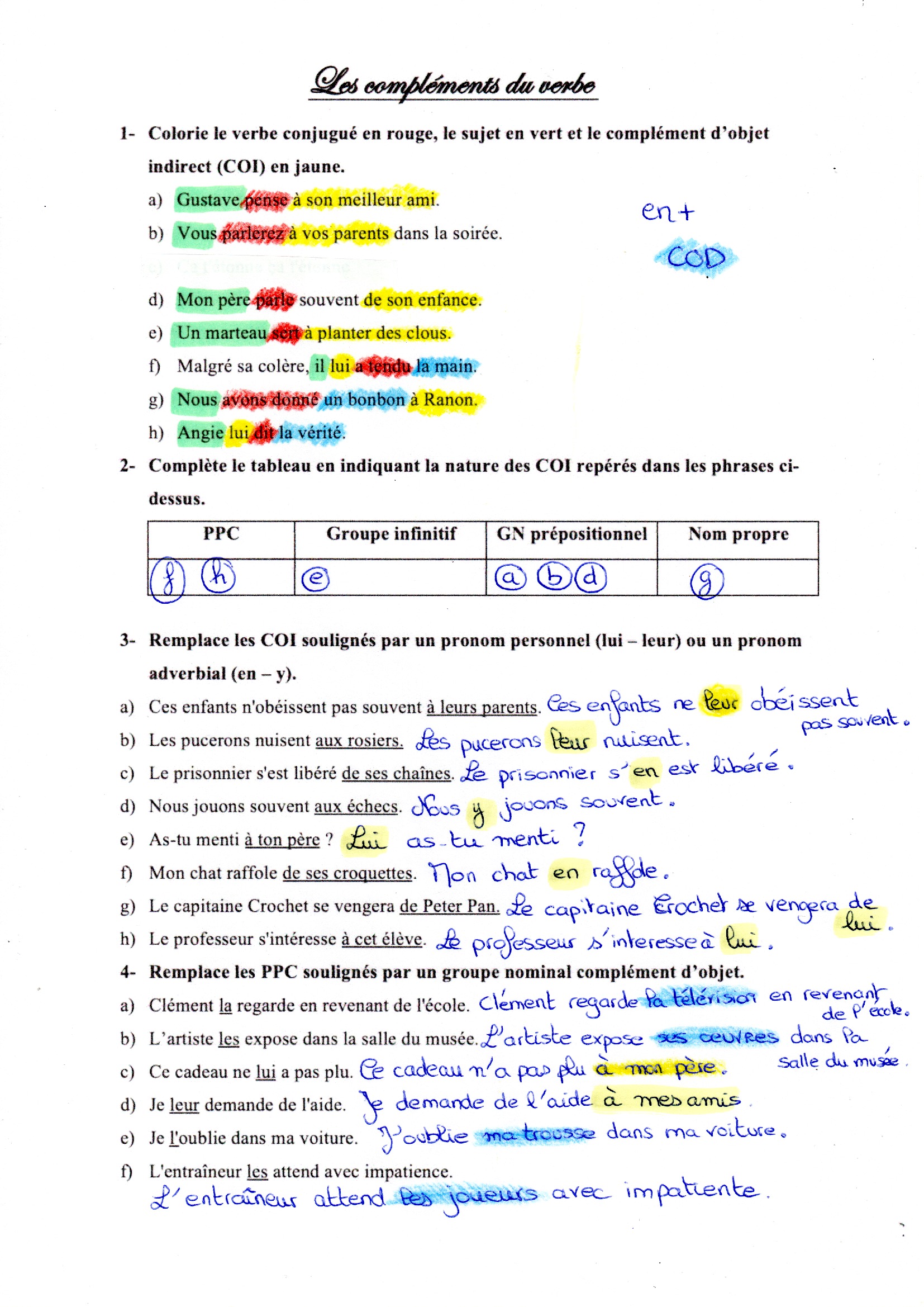 Lire la suite à propos de l’article G10 Les compléments d’objet direct COI : correction des exercices Série 2 (M Bonelli)
