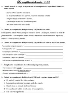 Lire la suite à propos de l’article G10 Les compléments d’objet direct COD : exercices Série 3 (M Bonelli)