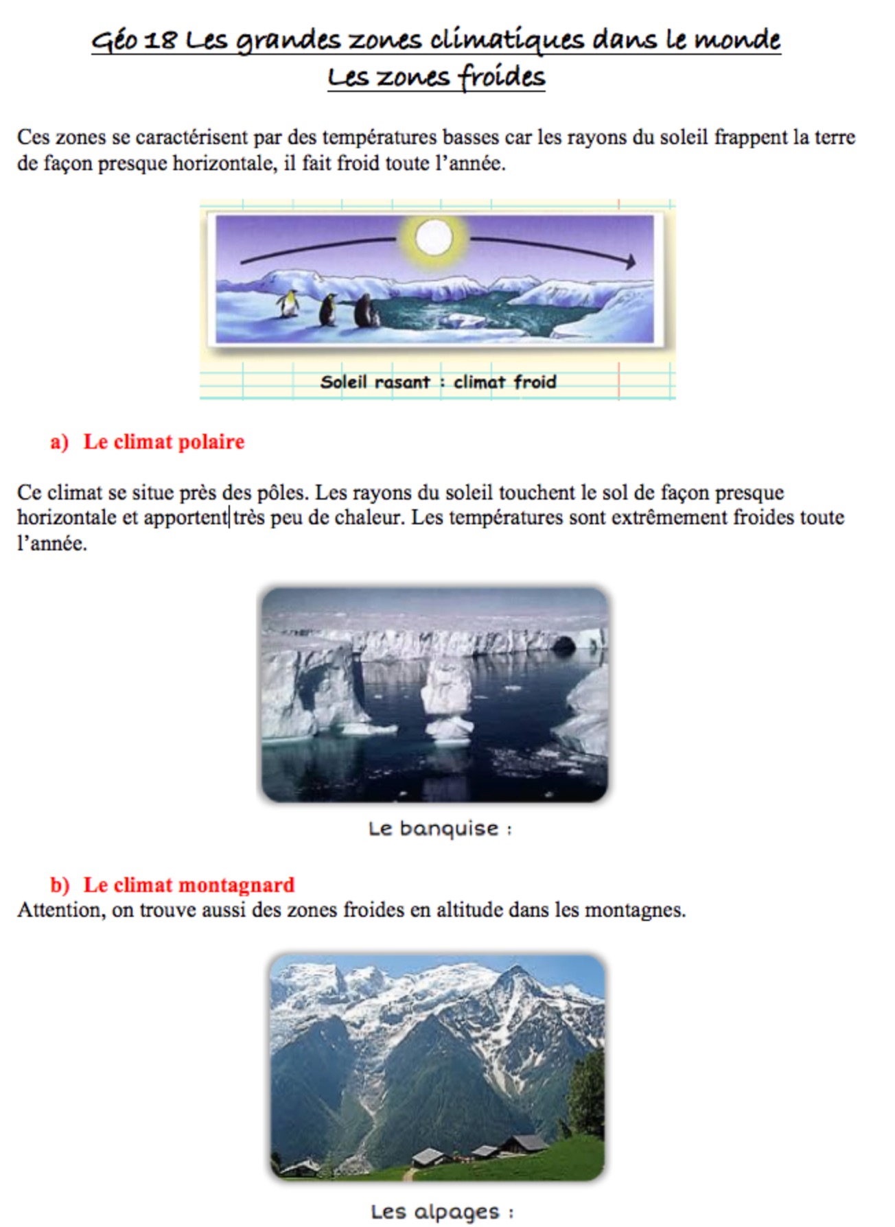 Lire la suite à propos de l’article Géo 18 Leçon CM2 Géographie : Les zones froides